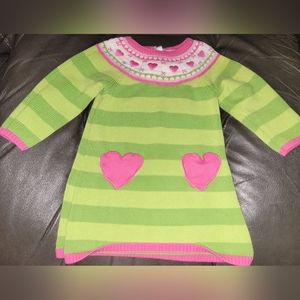🩷 Gymboree Lovable Giraffe Striped Sweater Dress Heart Pockets